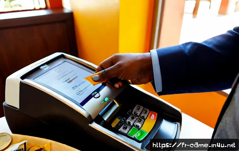 카메룬에서 신용카드 사용 가능 여부 - Photorealistic travel payment scene in a modern Yaoundé café, a French-speaking African traveler pay...